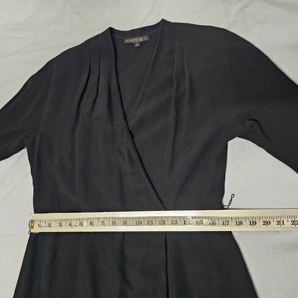 Lafayette 148 New York Crossover Dress Women Size 12 Black No belt included - Picture 9 of 11